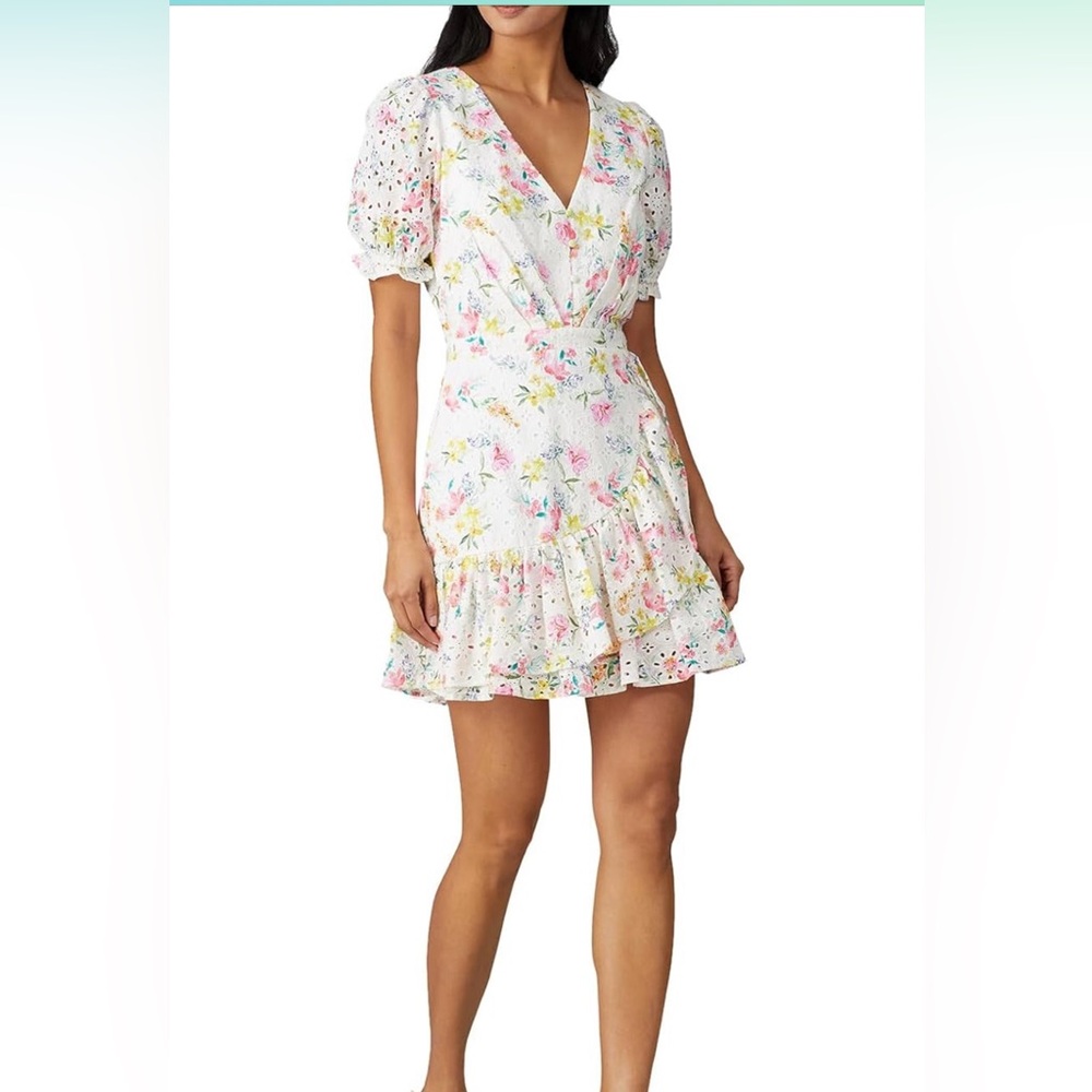 Yumi Kim Floral White Dress with Puff Sleeves